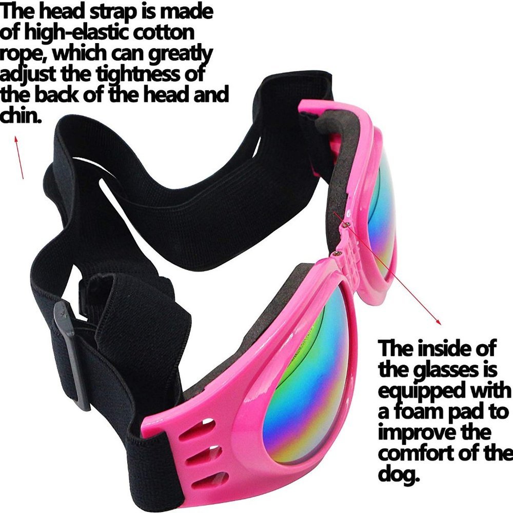 Dog Cat Goggles Eye Wear UV Protection  Adjustable Waterproof Sunglasses Pink